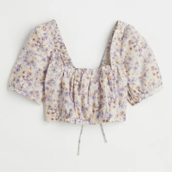 H&M Linen Blend Crop Top NWT - Picture 1 of 10